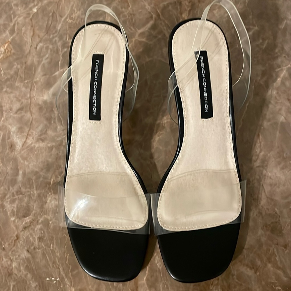 French Connection clear strap heels size 8